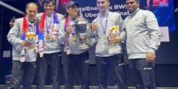 भारत ने इंडोनेशिया को 3-0 से हराकर पहली बार थॉमस कप ट्रॉफी जीती