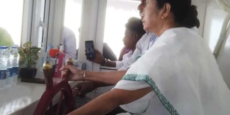Mamta banerjee on a boat.