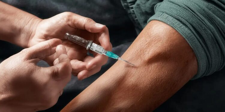 Men Inject Own Blood